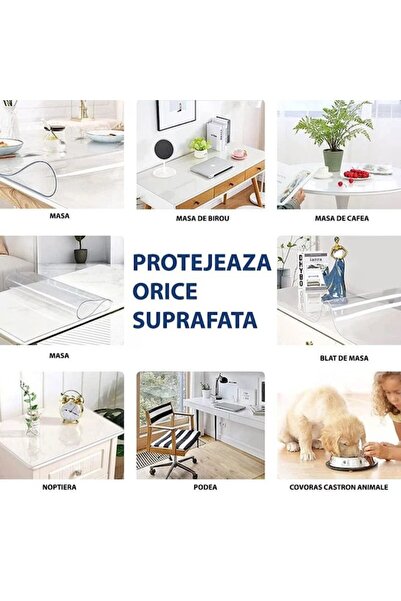 varioshop Table protection film 120x60 cm, glass effect, waterproof, wear-resistant, 1 mm thick