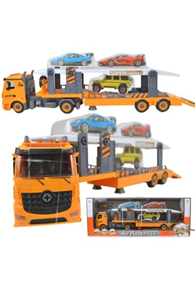 MAKSIK Set de tractoare cu 3 mașini sport, MAKSIK, portocaliu, set de 4 piese