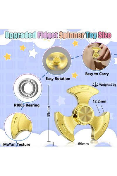 Coolden Fidget Spinner Metal – Silent EDC antistress toy, 3-5 minute rotation, high quality