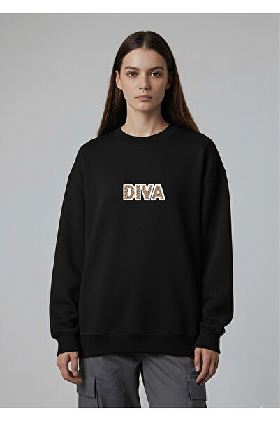 LORVEX Swea tricou LEOPARD DIVA cu imprimeu pentru femei, supradimensionată, ...