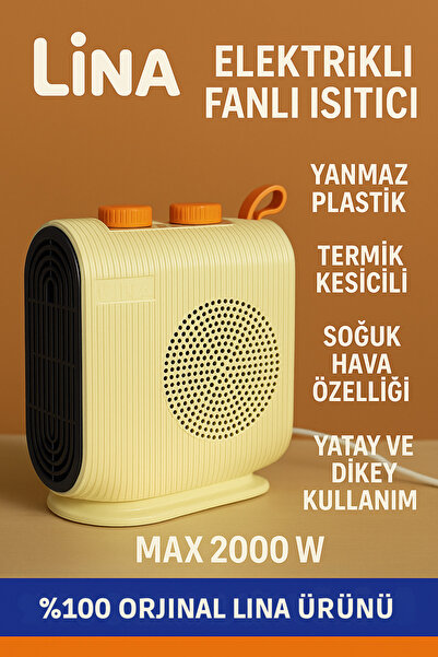 Lina 2000W Elektrikli Fanlı Isıtıcı – Sessiz, Termostatlı, Soğuk & Sıcak Hava Özellikli