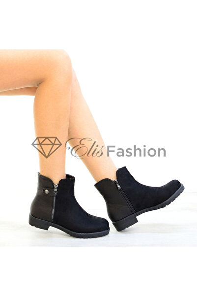 Elis Fashion Ghete de dama negre cu talpa joasa si fermoare #2791