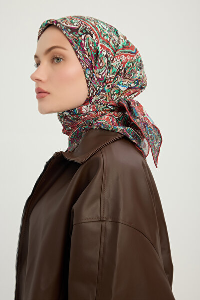 ipekistanbul Шал с мотив Vierra - Вечни дворци - Червено-зелен