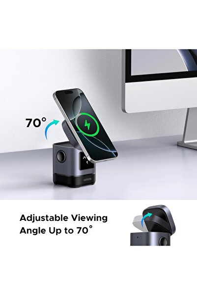 Generic UGREEN 15W Uno Wireless Charger Qi2 MagSafe 2-in-1 Foldable Magnetic Phone Stand