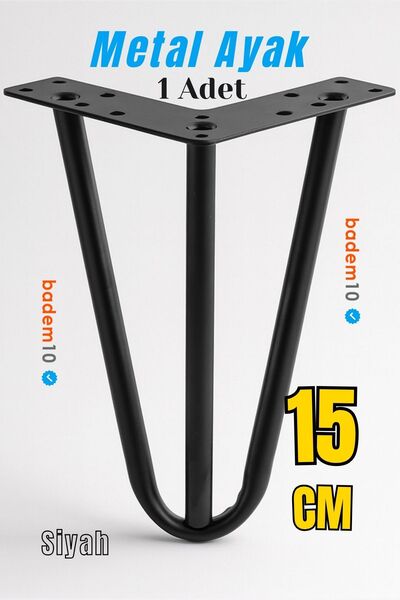 Badem10 Picior de mobilier din metal negru Seagull, 15 cm, triunghi, design m...