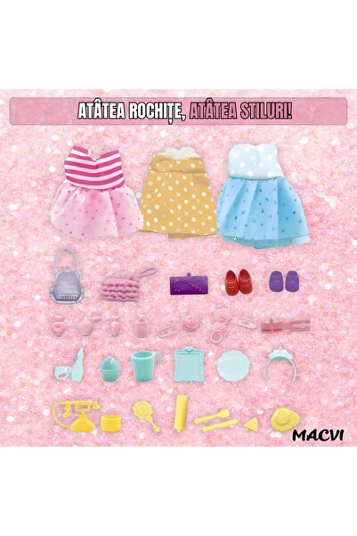 MACVI ® transformable dollhouse, portable, with accessories, for imaginative play.