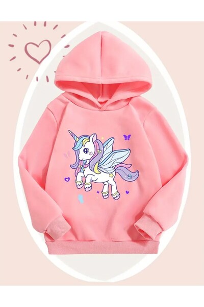 oneagılyazı Unicorn ve Kelebek Baskılı SweatshirT