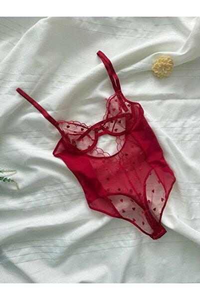 Sweet Love Kalpli Dantelli Balenli Transparan Çıtçıtlı Bodysuit