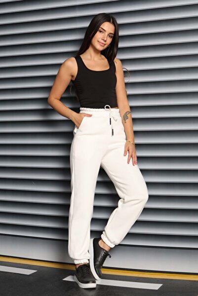 TOFİSA επένδυση fleece Φούτερ με τρεις ράγες ελαστικό λευκό - 27834-ΛΕΥΚΟ