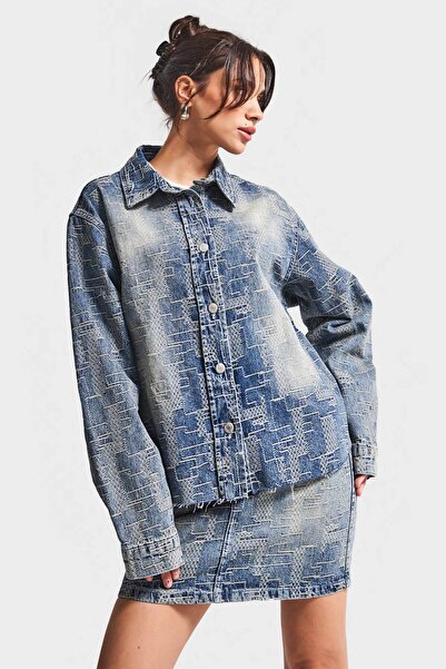 its basic Жіночий джинсовий колір 4w5-32 Oversize Спеціальна тканина Широкий крій Дизайн Джинсова куртка