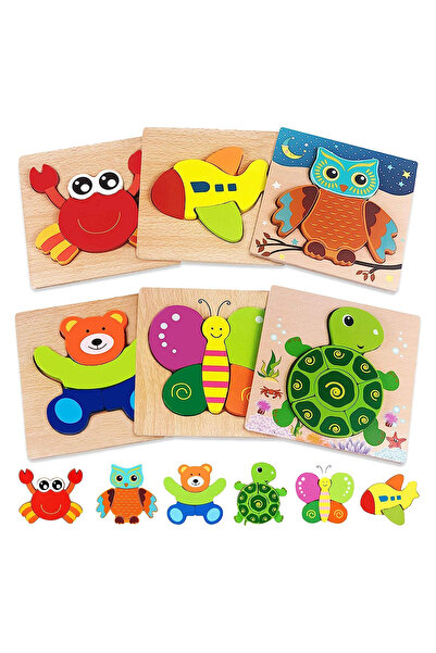 COOYA 6 Pack Wooden Puzzles for Toddlers 1-3 Toys,Animal Jigsaw Toddler Puzzles,Educational Preschool Toys
