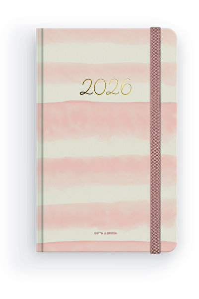 Gıpta 2026 122-BBK BRUSH İplik Dikişli - Sert Kapak 20x28 Haftalık Krem Ajanda