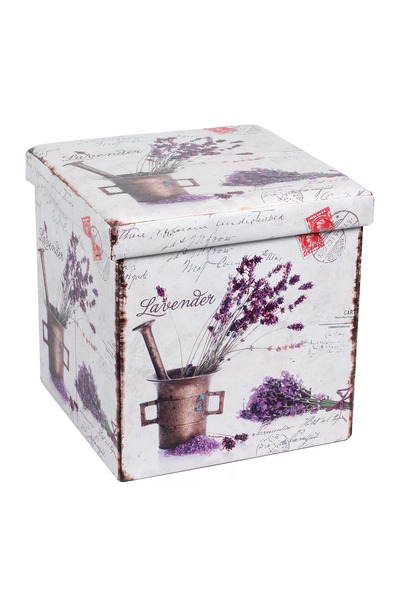 UnicSpot Lavanda New Stool/Storage Box, multicolor, 38 x 38 x 37.5 cm