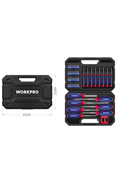 Workpro WP200518 56 Parça CR-V Manyetik Profesyonel Tornavida & Bits Uç Seti