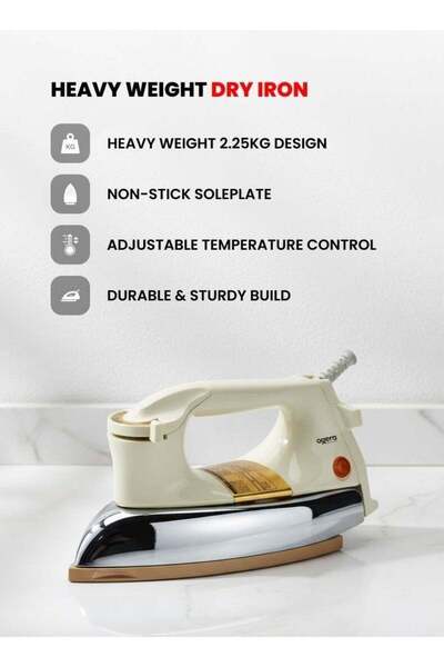 Ogera Automatic Dry Iron OG11ODI – 1200W Heavy-Duty, Teflon Soleplate, Auto Shut-Off
