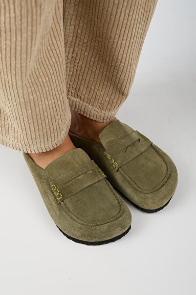 Manijero Ziva 2 Γυναικείες παντόφλες από γνήσιο δέρμα Loafer Sabo Khaki