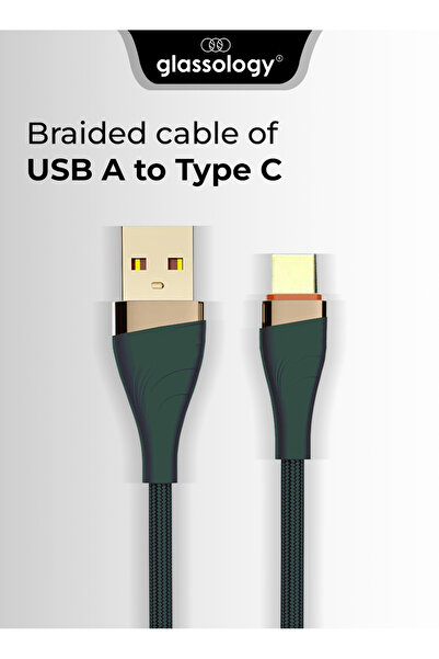 Glassology 30W USB to Type-C Braided Cable 1m – Green