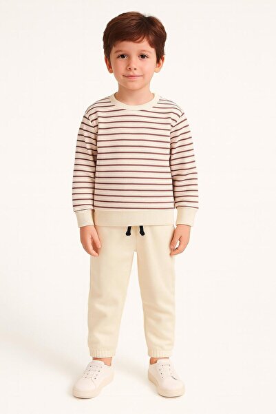 MONARCHMODA Boys' Sweatshirt and Jogger Sweatpants Set (Striped/Decorative Pocket/Cord Winter Set)