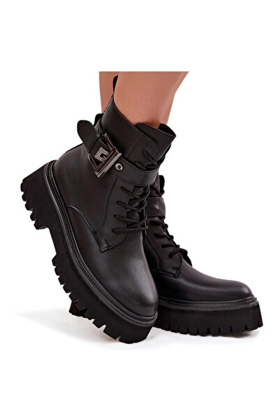 S.BARSKI Botine din piele pentru femei izolate cu cataramă decorativă D&A MK5...