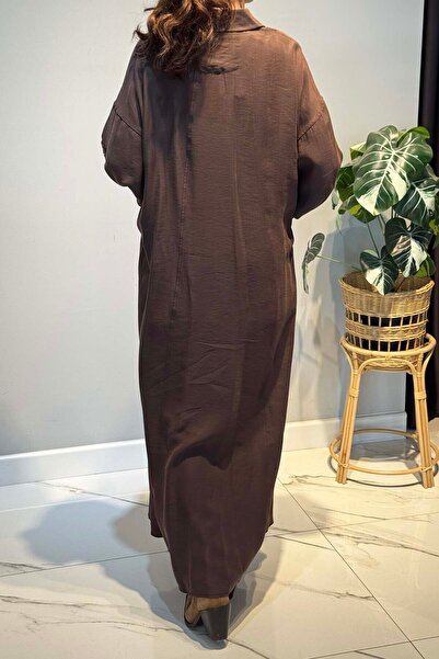 Ceremony Front Zipper Single Sleeve Stone Detail Inner Belted Cap Jacket 6881 Brown