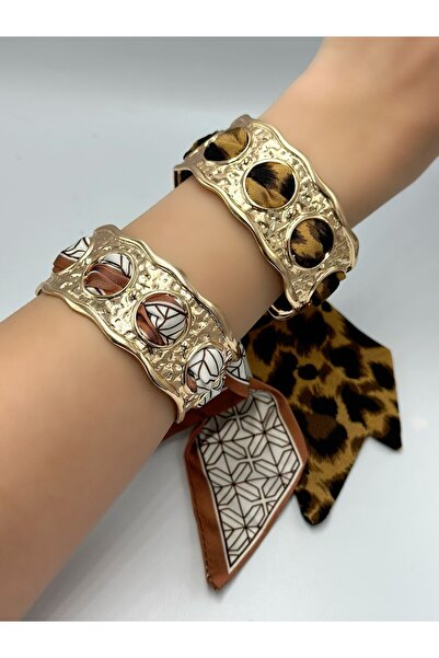 MyladyAccessoriess Dalga Detay Dövme Plaka Fular Kelepçe (Premium) Siyah