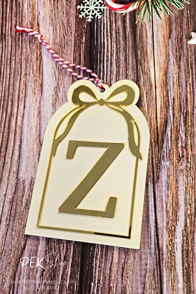 PEKSHOP Ornament pentru brad de Crăciun cu model de fereastră cu inițiale și ...