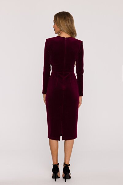 Made of Emotion M889 Velour dress with V-neckline