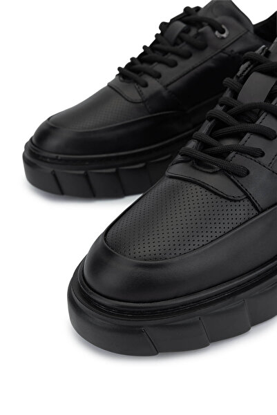 Tamer Tanca Erkek Hakiki Deri Siyah Deri Sneakers & Spor Ayakkabı