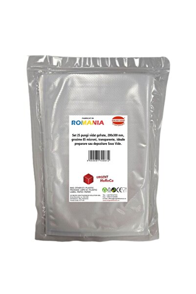 Urgent Horeca Pungi vidat gofrate, 200x300 mm, grosime 85 microni, ideale preparare Sous Vide, set 25 bucati