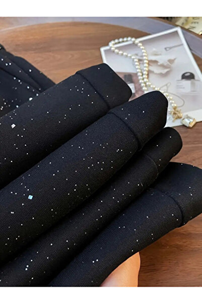 Gofeel Parlak Taş Detail Siyah Baggy Eşofman Altı