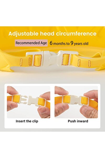 Fippy Children's Bath Protective Visor, Fippy, Hippo Model, Adjustable, Durable, 22x21 cm, Yellow