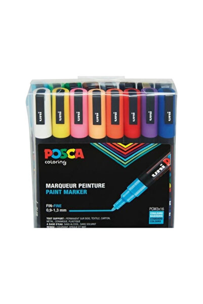 UNİ-BALL أقلام تحديد بوستير يونيبال (0.9 -1.3) ذات أساس مائي، مجموعة من 16 قلمًا