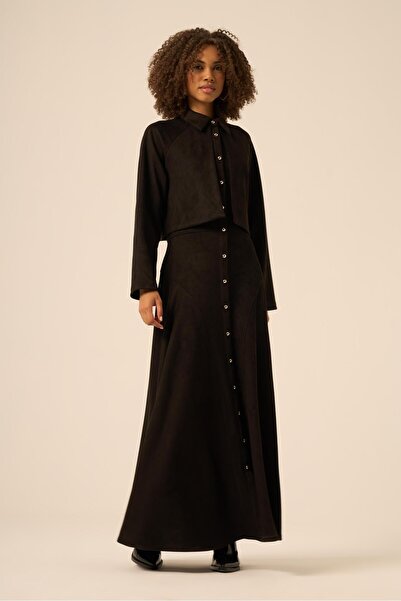 FTZ WOMEN Scuba Süet Bolerolu Elbise Siyah 31255