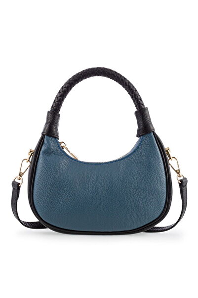 Bilik Deri Geantă de mână mini albastru-negru pentru femei BLM 7560-R