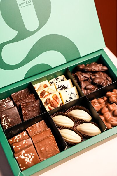 Gifteay Nutty Kutu Çikolata, %100 Gerçek Belçika Çikolatası 650g