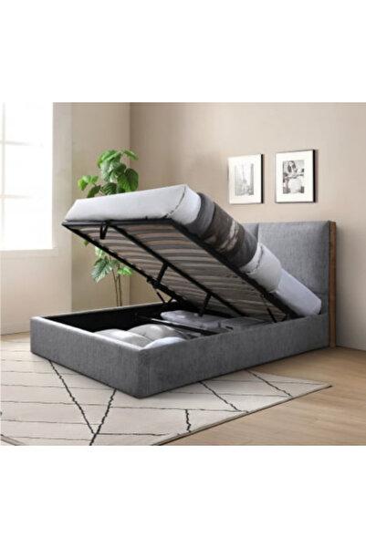 OEM Nordic upholstered bed, 160x200, with folding metal base and storage space, color Gray