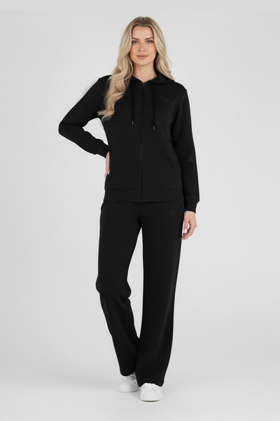 bilcee Women's Black Modal Striped Tracksuit Set 4776