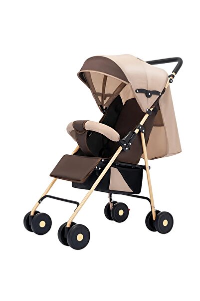 MACVI ® 2-in-1 Stroller, Adjustable Backrest, Reversible Handle, Easy Fold, for 1-3 Years, Brown.