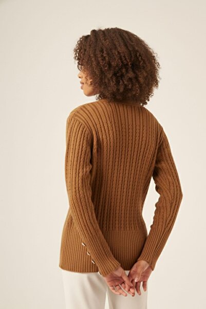 FTZ WOMEN Women's Hair Knitted Cardigan Biscuit 25237