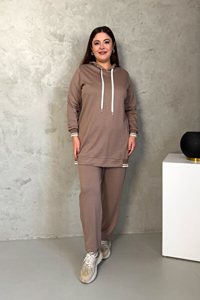 ModaPlaza Women's Hooded Ribbed Suit 7540