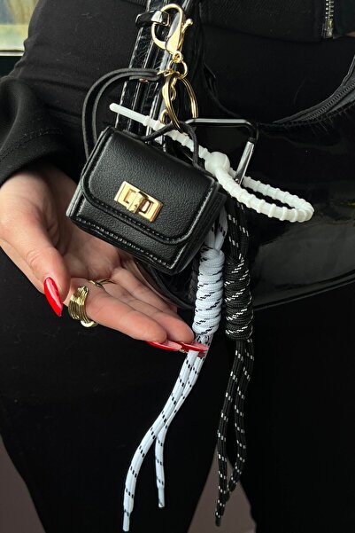 TAKIŞTIR تعليقة حقيبة/سلسلة مفاتيح بتصميم حقيبة باللون الأسود