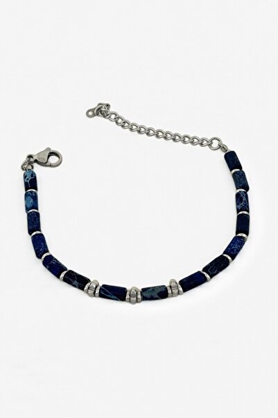 TAKIŞTIR Mixed Color Bead Detailed Steel Men's Bracelet