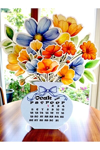 Armada 2026 Çiçekli Masa Takvimi Mini Özel Tasarım, Çerçeve Ayaklı Kır Çiçekleri 2026 Takvim Hediyelik