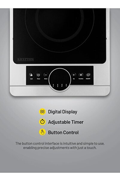 KRYPTON Infrared Ceramic Glass Electric Cooker 2000W with Digital LED Display and 8 Power Levels | M