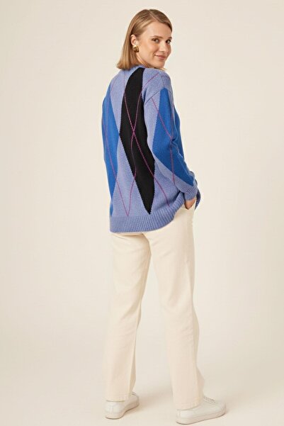 FTZ WOMEN Women's Diamond Patterned Sweater Lilac 25094