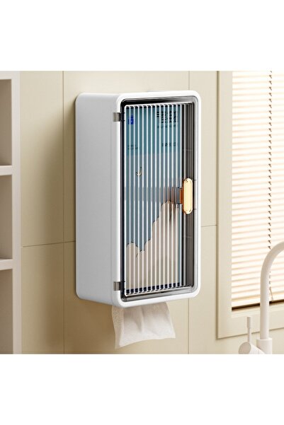 Flippy Cosmetics Organizer Flippy, Wall-Mounted Without Drilling, 36.5 x 10.9 x 20 cm, PP and ABS, White-Bl