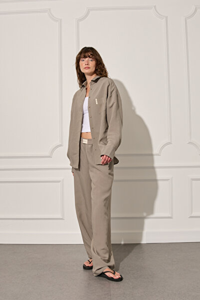 Beyyoglu Oversize Çizgili Gömlek