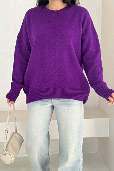 FEMELLE Women's Purple Oversized Knitwear Sweater Standard Size
