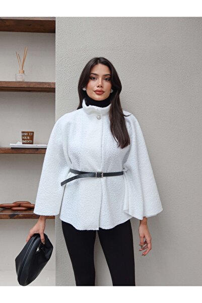 ESRAHELVACI Poncho din tweed cu centură