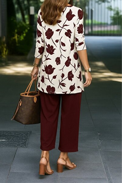 JANES Women's long sleeve open front modal jacket sleeveless viscose two-thread blouse and pants three-piece set